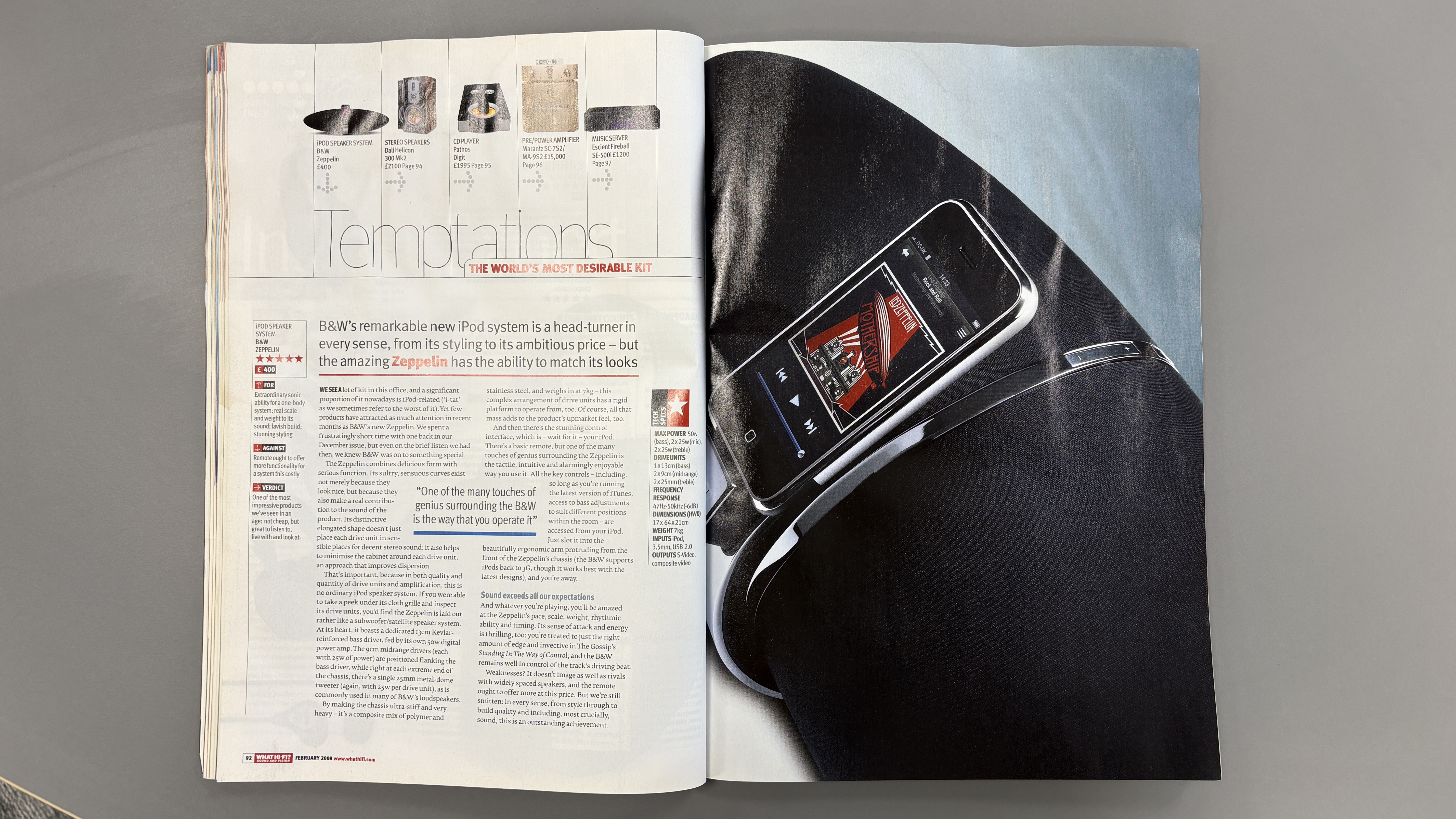 B&amp;amp;W Zeppelin review in February 2008 issue