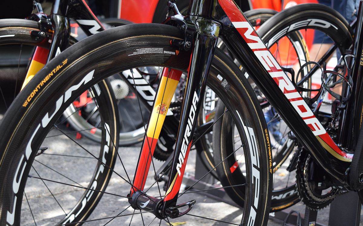 Ivan Garcia Cortina has the Spanish flag on the inside of his forks