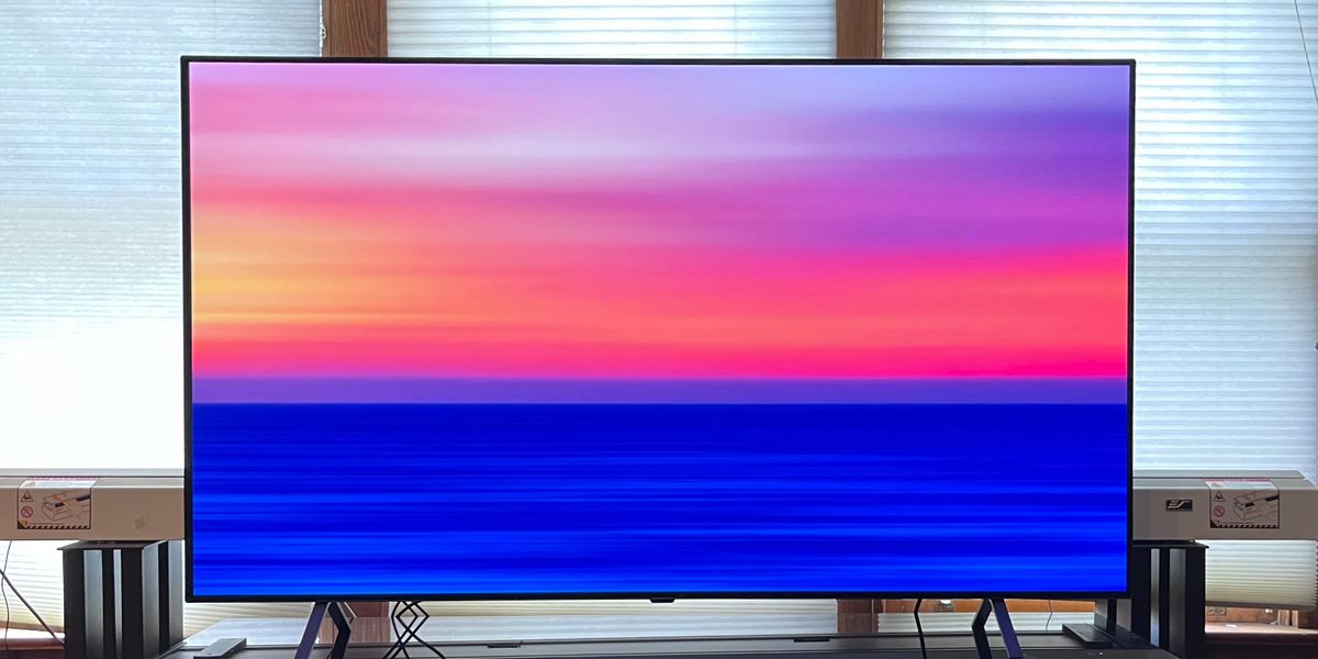 LG B4 OLED TV showing colorful image