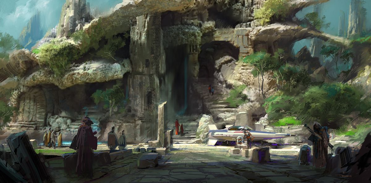 Concept art for the Star Wars land Galaxy's Edge and Disney theme parks from "The Art of Star Wars: Galaxy's Edge" by Abrams Books.