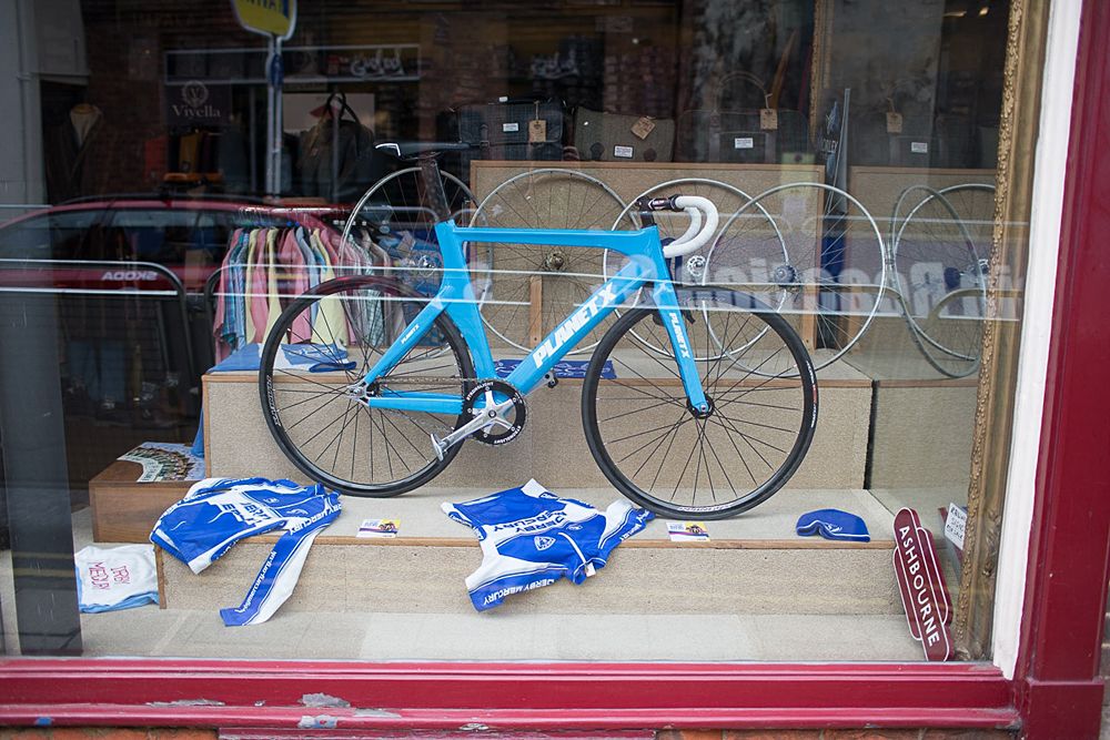Many shops in Ashbourne featured a bicycle of some sorts to celebrate the Aviva Women's Tour 2016 - Stage 3