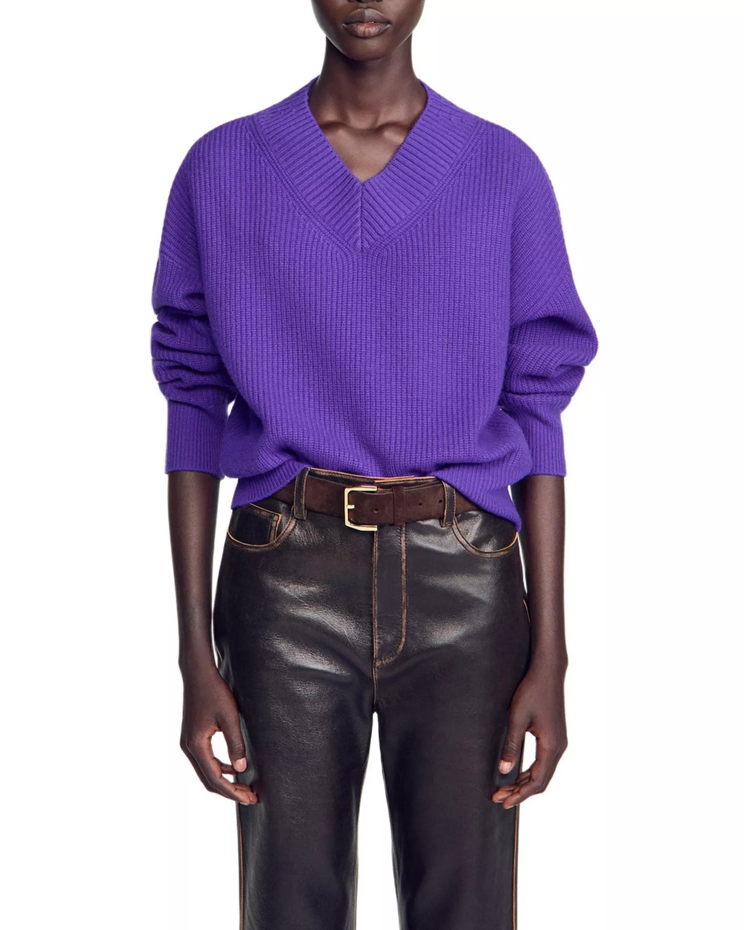 Sandro, Wool &amp;amp; Cashmere Ribbed V Neck Sweater