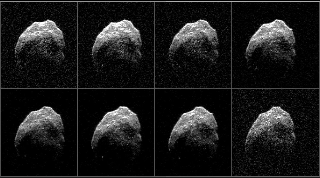 These eight individual radar images of asteroid 2015 TB145 were captured on Oct. 31, 2015 using NASA’s DSS-14 antenna in Goldstone, California and the Green Bank Telescope in West Virginia.