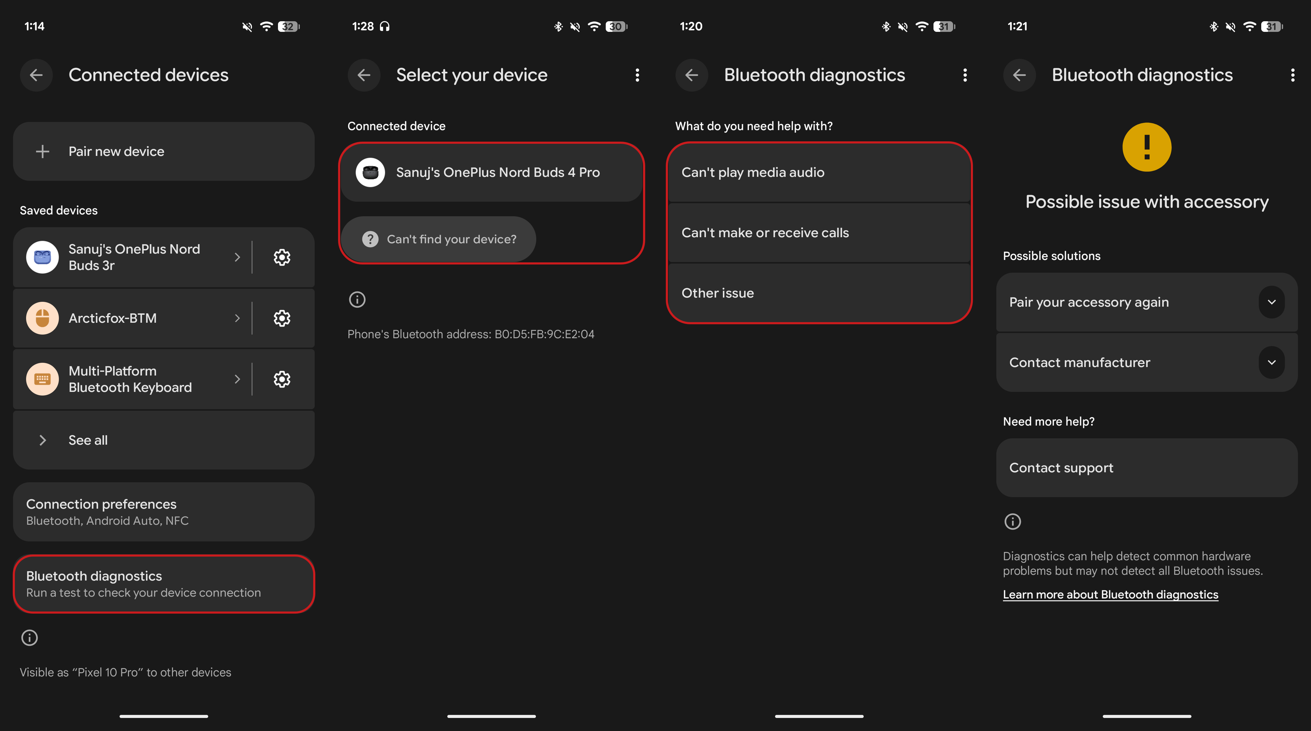 Fixing Bluetooth issues on a Google Pixel 10 Pro