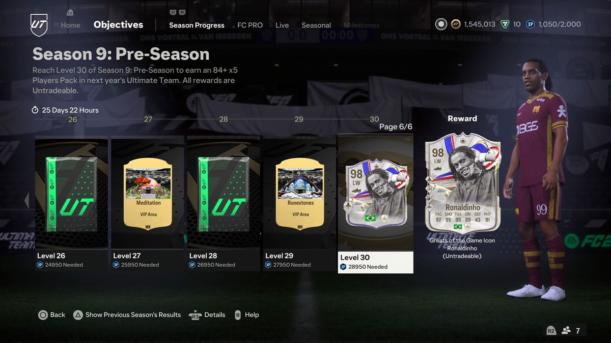 The full FC 24 pre-season rewards list that can be carried over into FC 25