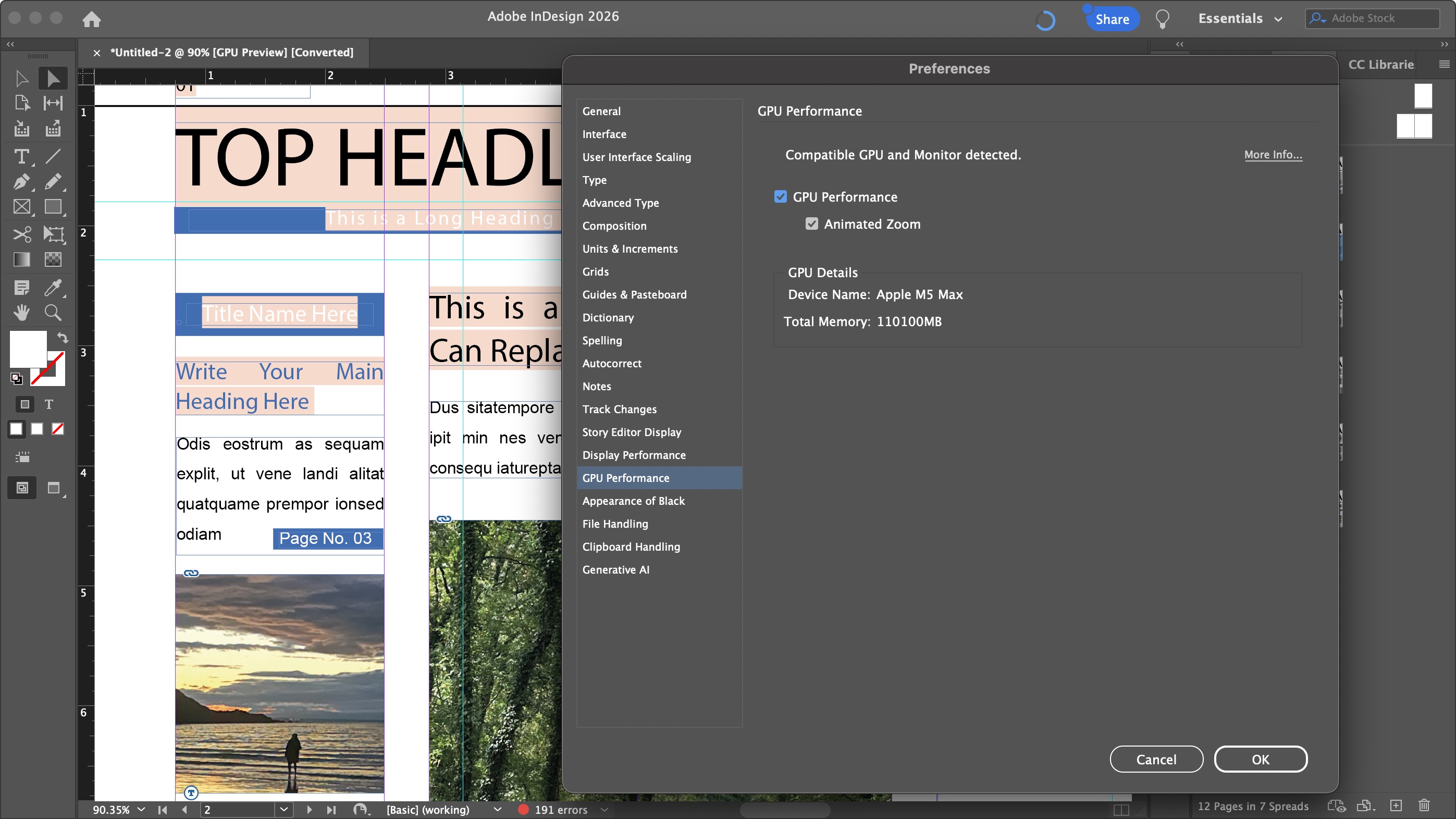 Using Adobe InDesign on a Mac during our review process