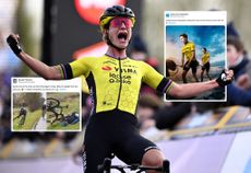 Marianne Vos with two tweets embedded on the image