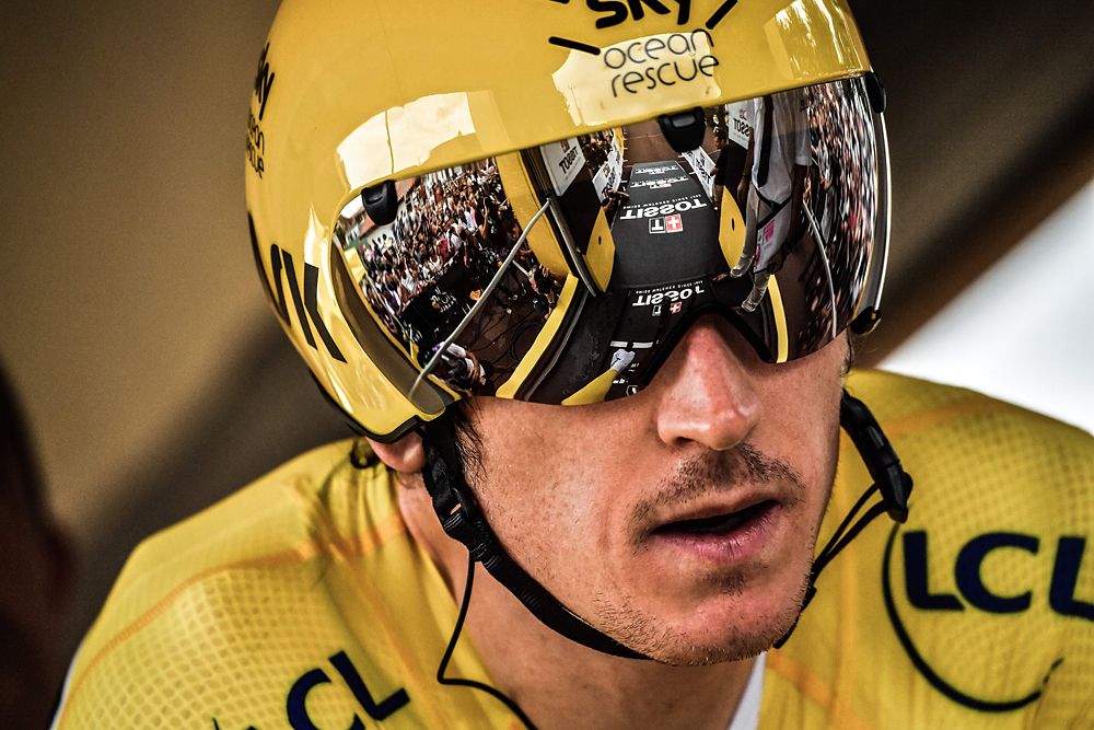 Geraint Thomas (Team Sky) stage 20 time trial at the Tour de France