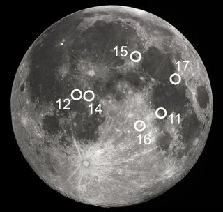 The moon is a wonderful binocular target, especially along the terminator boundary separating the satellite's lit and unlit sides. For safety, most of the Apollo missions landed in the featureless, dark grey lunar maria regions. Binoculars will also show the mountains and craters in the light-colored highlands, including the large rays of ejecta blasted out of the recent craters, like Tycho at bottom center.