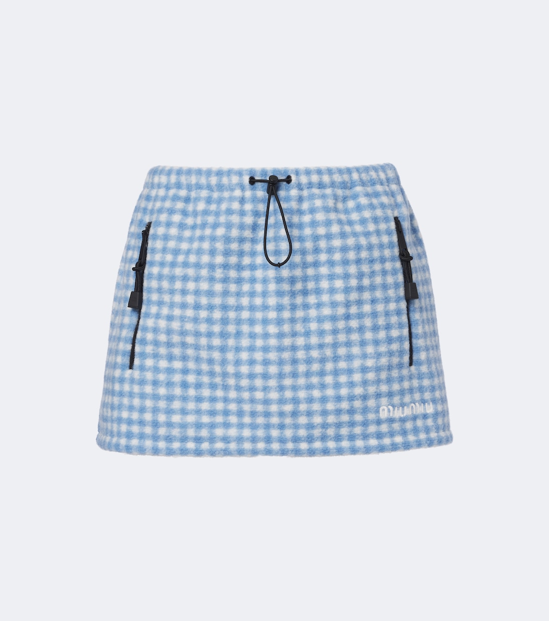 Gingham Miniskirt in White - Miu Miu