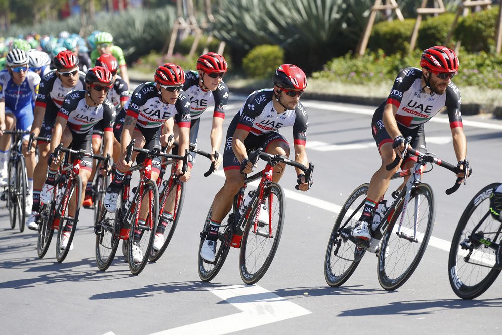 UAE Team Emirates protects Andrea Guardini
