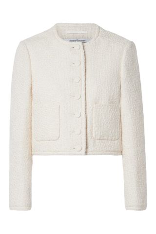 Another Tomorrow Cropped Organic Cotton-Tweed Jacket