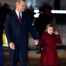 Prince William, Prince of Wales and Princess Charlotte of Wales attend the 'Together at Christmas' Carol Service at Westminster Abbey on December 15, 2022 in London, England