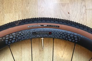Image shows detail of American Classics Aggregate gravel tire