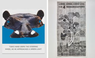 Pictured left: Hippo, by John Baldessari, 2015. Right: Long, Long, Long Live the 4 Modernizations, by William Kentridge, 2014.
