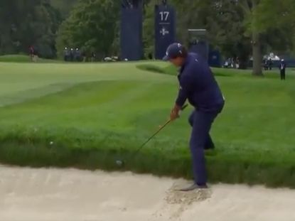Phil Mickelson Hits Fairway Wood From Bunker Lip
