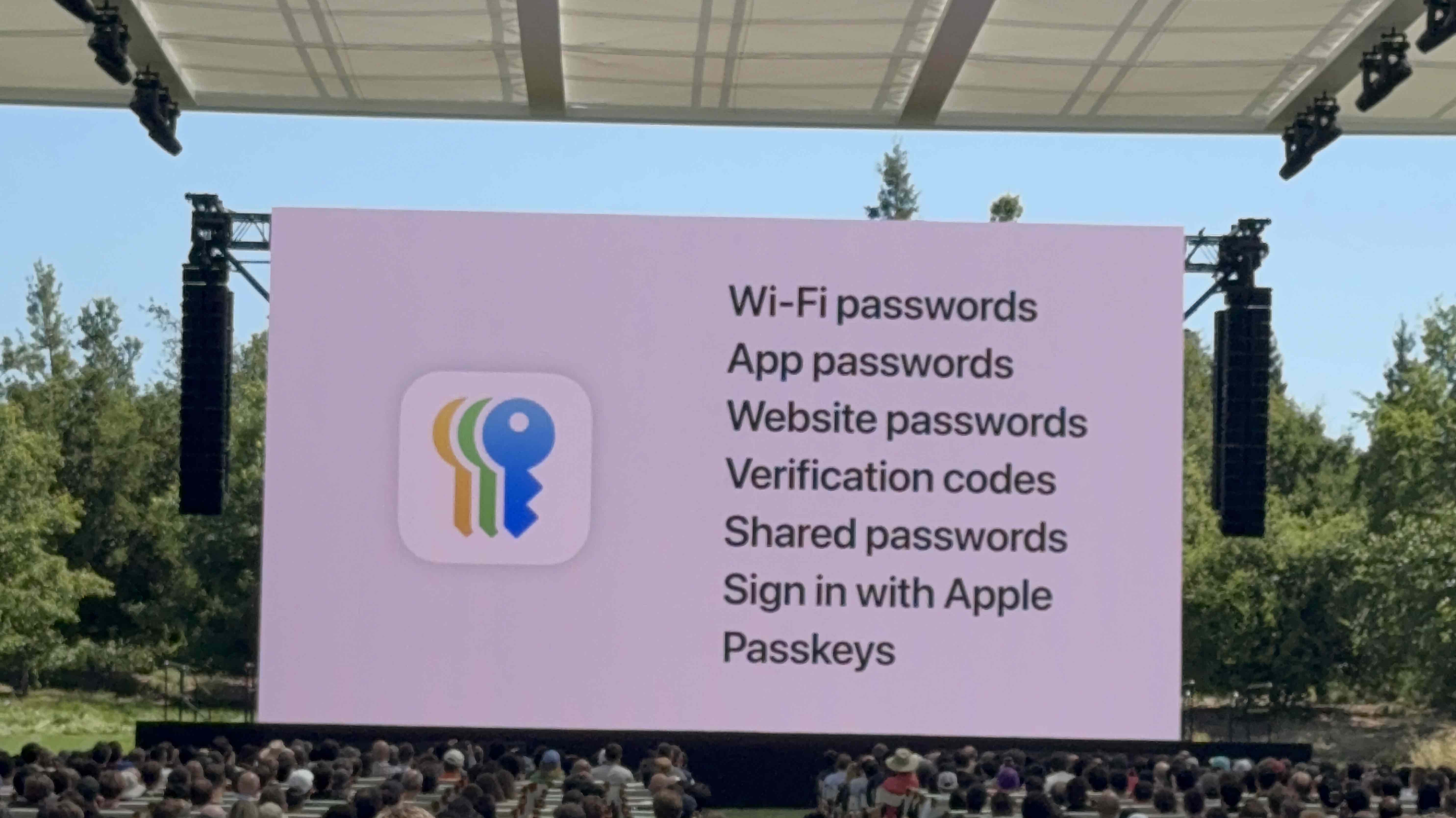 Apple Passwords App Slide, WWDC 2024 Keynote