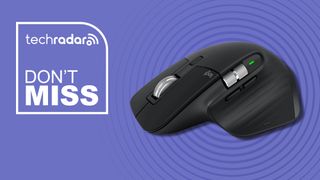 Logitech MX Master 3S Wireless Mouse against a violet TechRadar deals background
