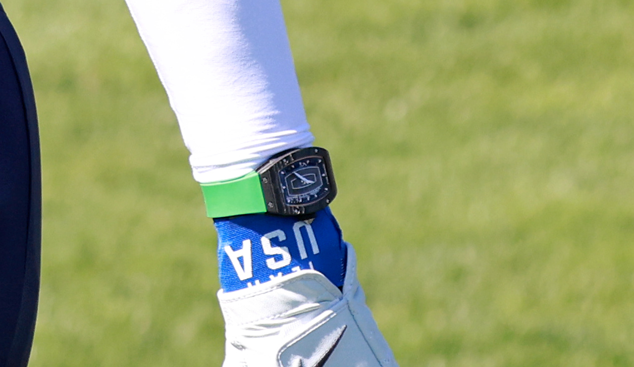 A close up of Nelly Korda's watch