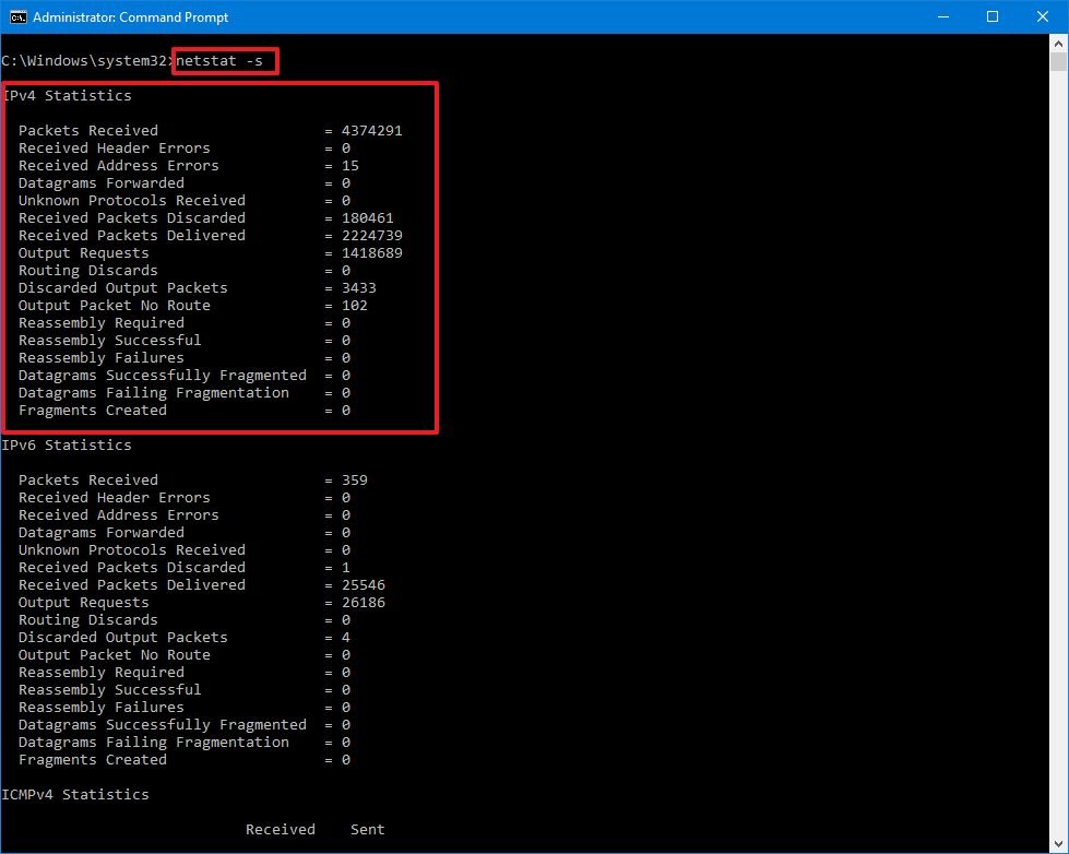 Netstat -s command