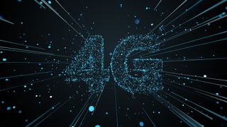 Abstract render of the 4G title made of particles and trails that spread outwards from the centre of the screen