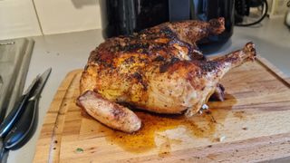 Air fried whole chicken