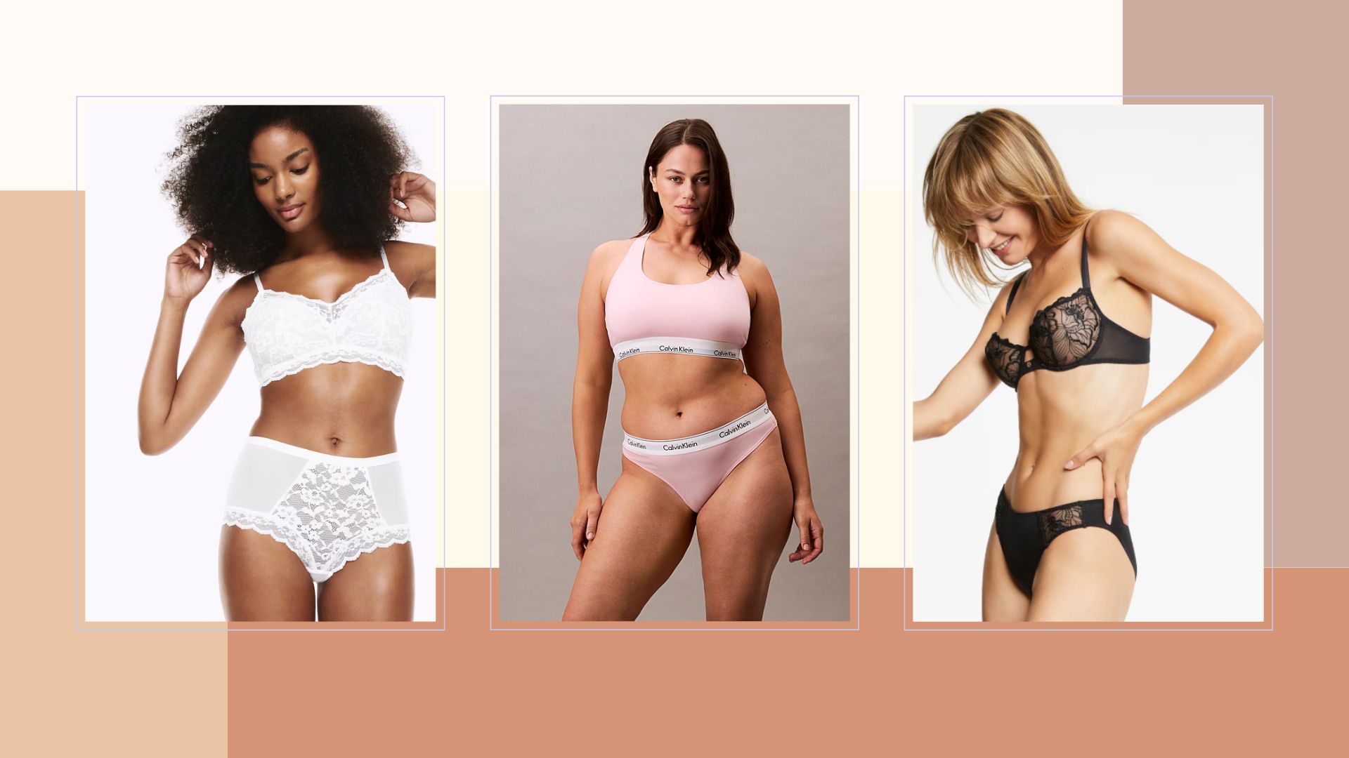 three models in bras and bralettes
