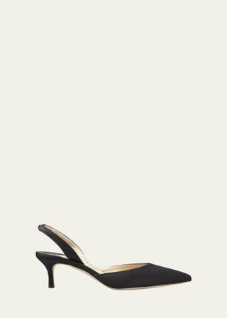 Manolo Blahnik, Carolyne Leather Low-Heel Slingback Pump