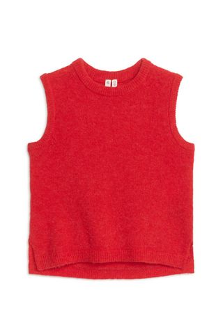 arket sale - red knitted vest