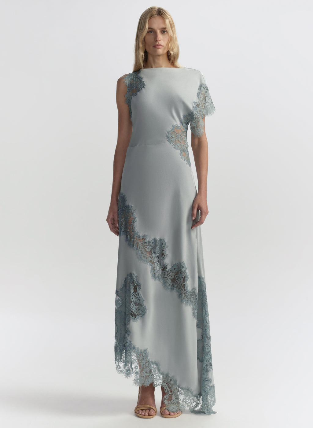 Alessia Textured Satin and Lace Maxi Dress