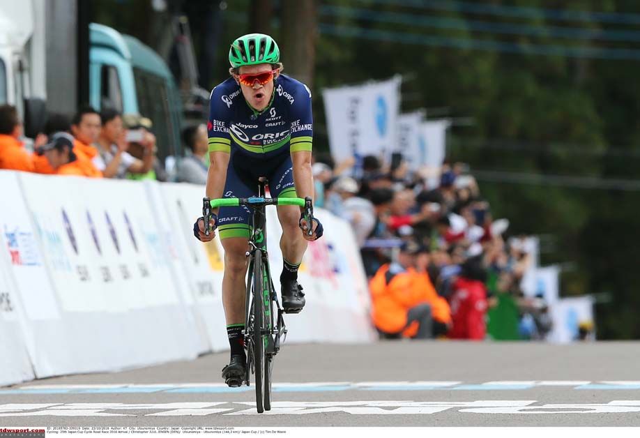 Chris Juul Jensen crosses the finish line for second
