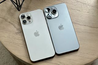 iPhone 12 Pro Max and iPhone 15 Pro Max showing cameras