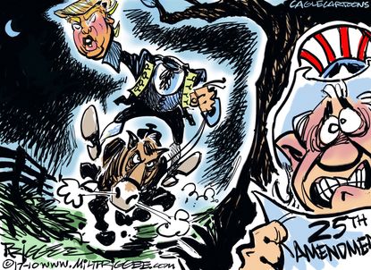 Political cartoon U.S. headless horseman Trump 25th amendment Halloween