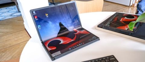 Lenovo ThinkPad X1 Fold 2022 open on a table
