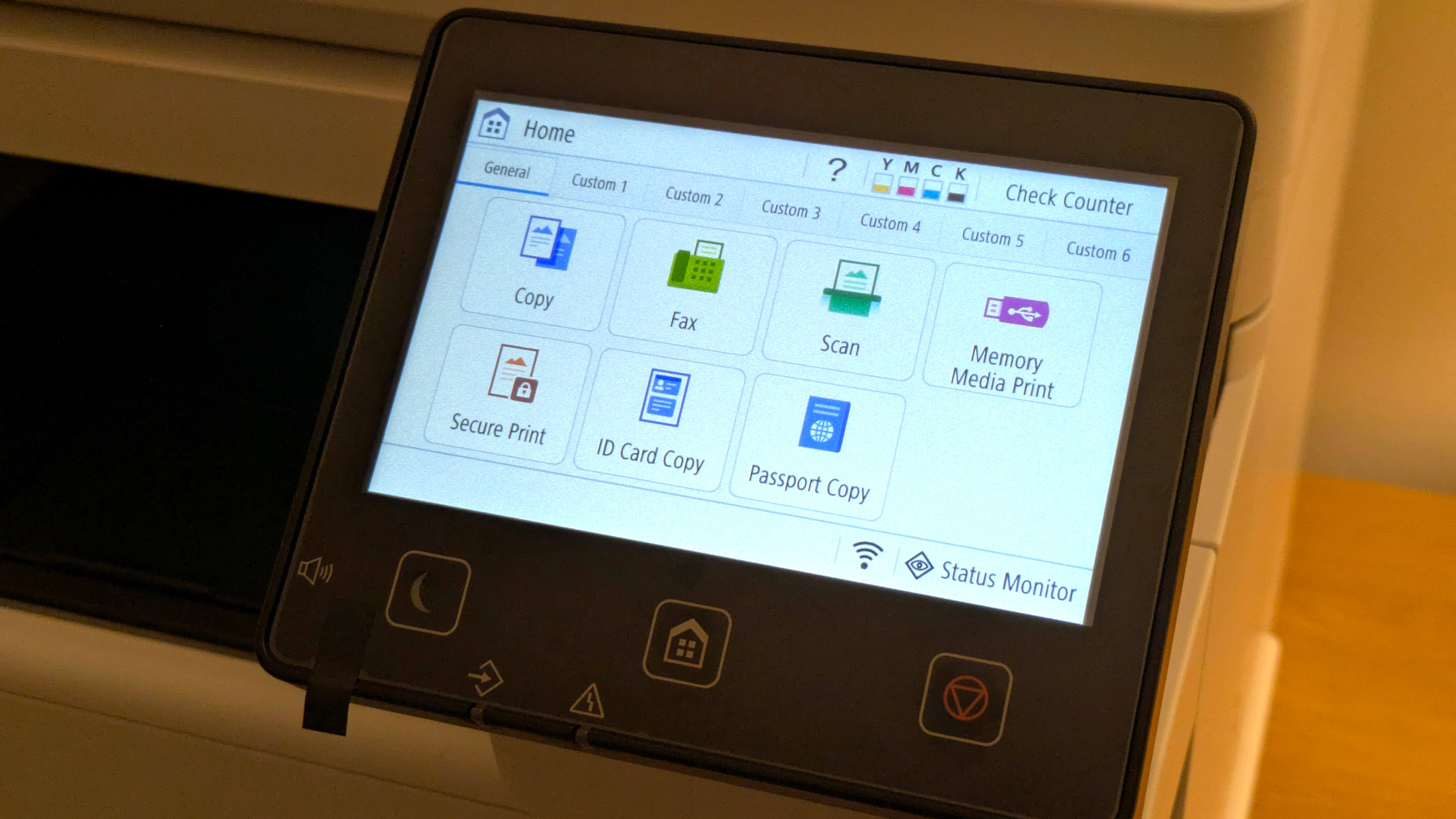 The Canon i-SENSYS MF667Cdw screen