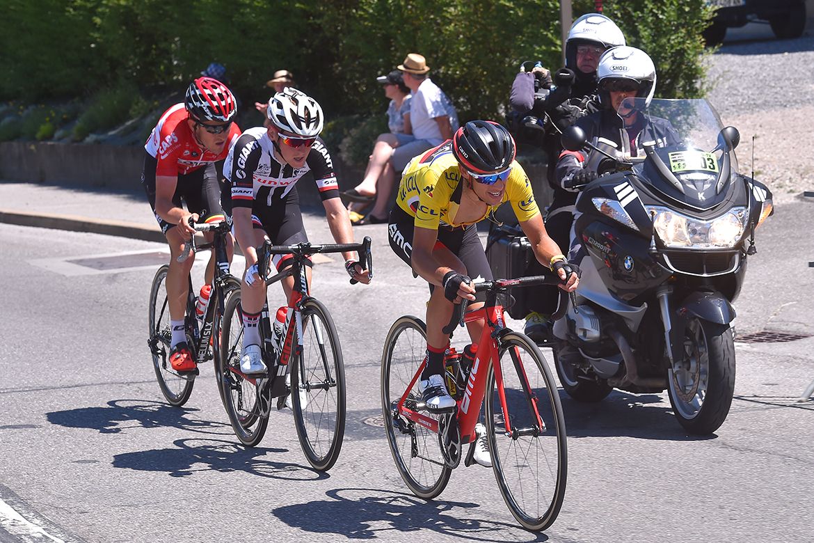 Richie Porte in pursuit on the final stage of the Crit&eacute;rium du Dauphin&eacute;
