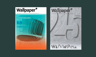 Newsstand cover, photographed by Leandro Farina, and limited-edition cover, by Daniel Arsham, of Wallpaper* October 2021, 25th anniversary issue