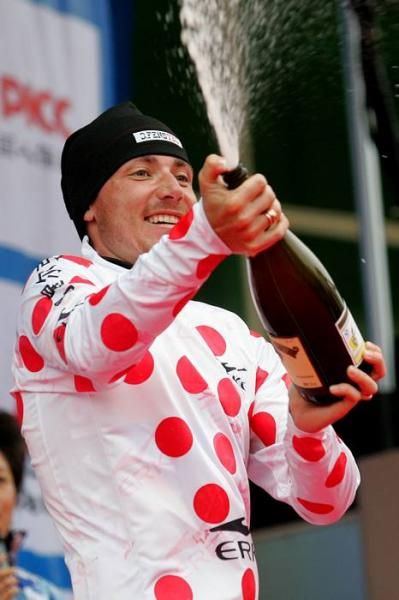 Volodymyr Zagorodniy (Ukraine) holds onto the KOM jersey.