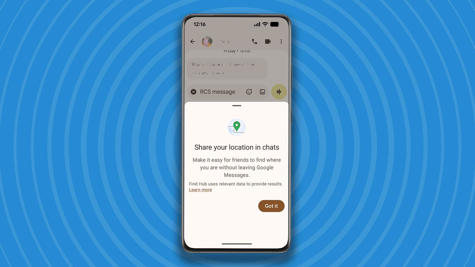 Location sharing in Google Messages