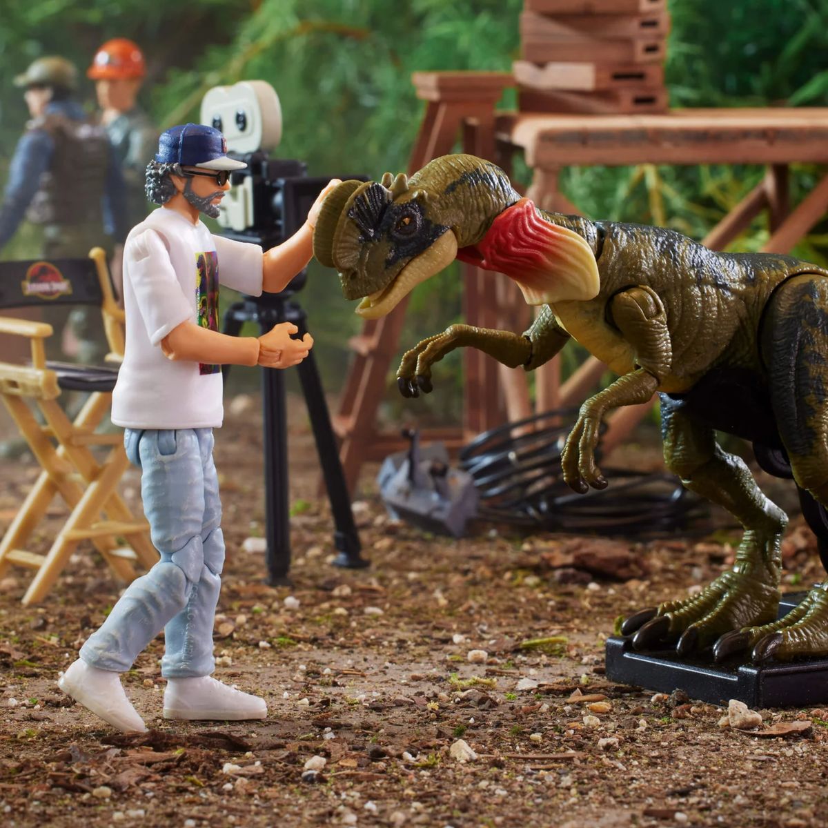 Diorama shots of Steven Spielberg action figure from Jurassic Park
