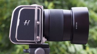 Side profile of a Hasselblad 907X 50C on a tripod