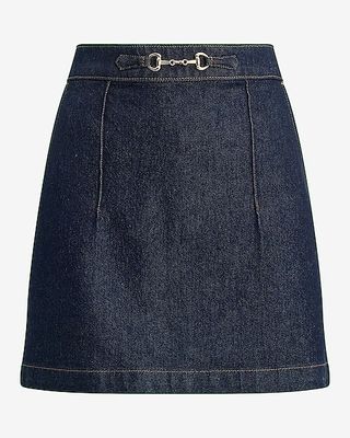 Express, High Waisted Denim Horsebit Mini Skirt