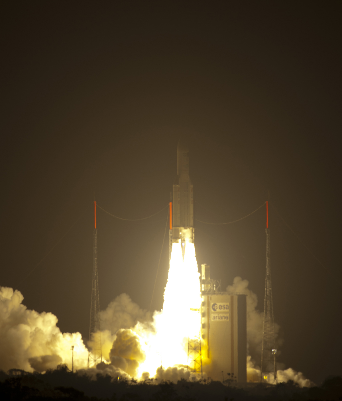 Photo of Europe&#039;s ATV-2 Johannes Kepler cargo ship launching toward the International Space Station