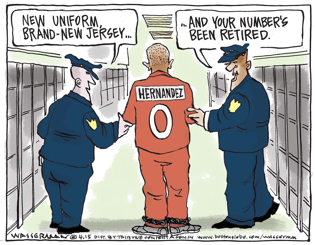 
Editorial cartoon U.S. Aaron Hernandez