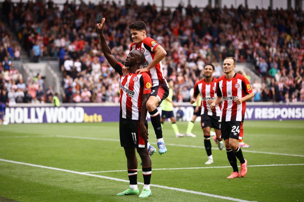 BRENTFORD, ENGLAND - AUGUST 31: Yoane Wissa of Brentford celebrates scoring his team&#039;s third goal during the Premier League match between Brentford FC and Southampton FC at Gtech Community Stadium on August 31, 2024 in Brentford, England. (Photo by Ben Hoskins/Getty Images) Brentford squad for 2024/25 