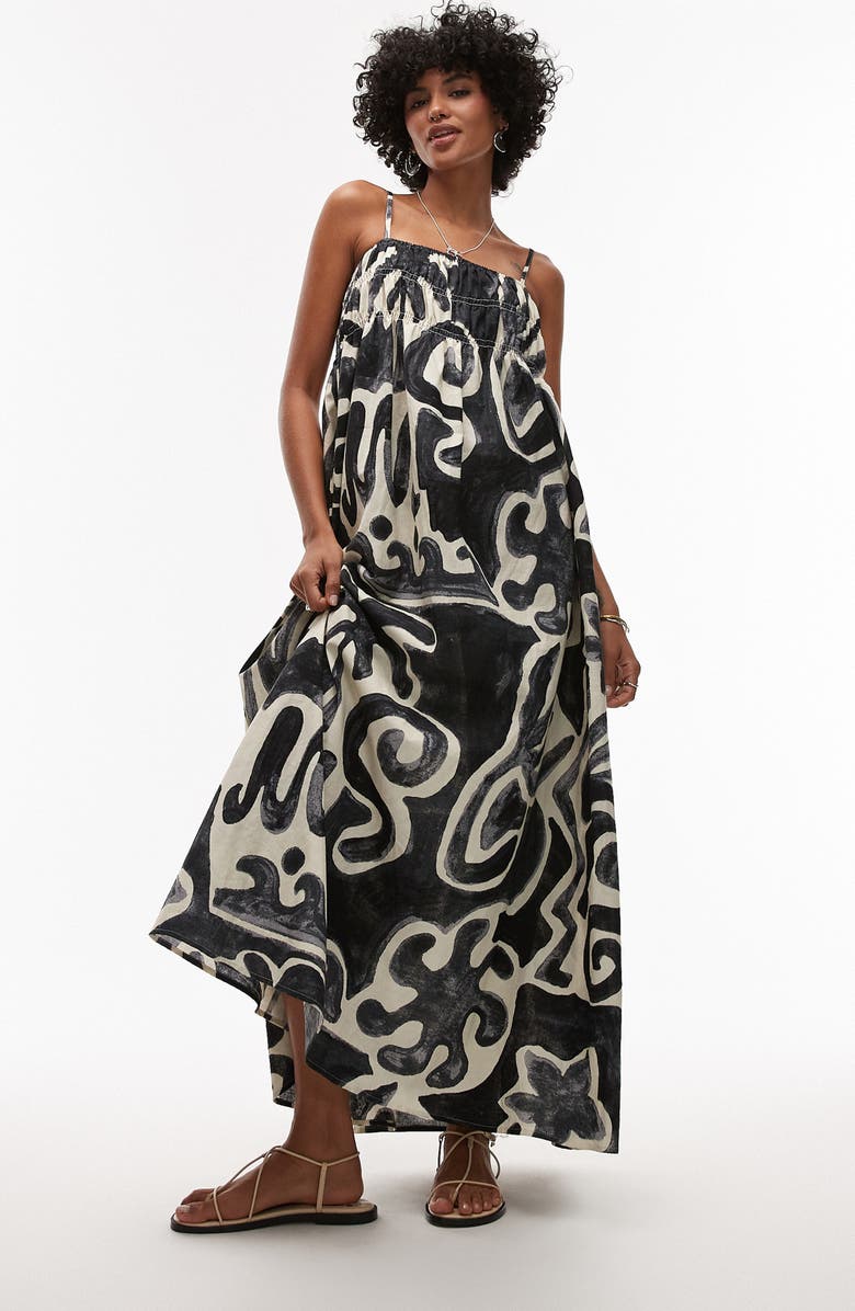 Printed Linen Maxi Dress