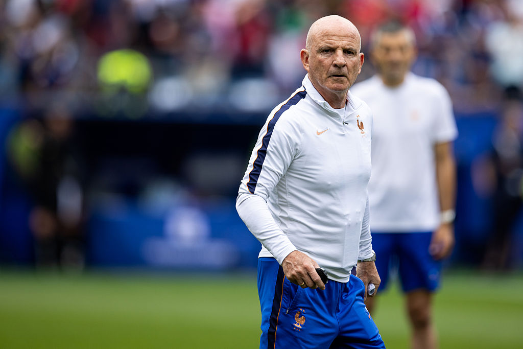 FOXBOROUGH, MASSACHUSETTS - JUNE 26: France assistant coach Guy Stephan looks on prior to the FIFA World Cup 2026 Group I match between Norway and France at Boston Stadium on June 26, 2026 in Foxborough, Massachusetts. (Photo by MB Media/Getty Images)