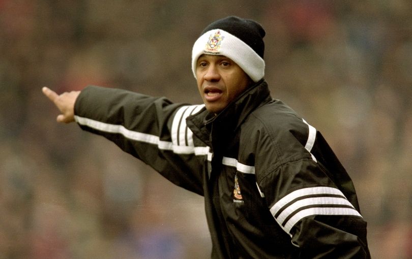 Fulham&#039;s Jean Tigana giving instructions from the touchline