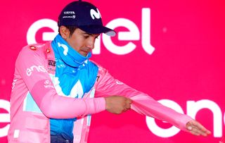 Richard Carapaz pulls on pink after stage 16