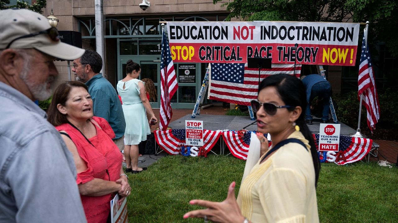 Opponents of Critical Race Theory protest in Virginia